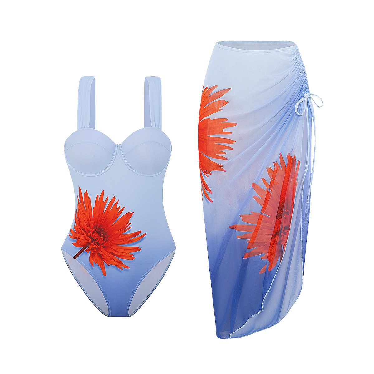 Comercio exterior transfronterizo europeo y americano bolso duro de impresión de verano con anillo de acero traje de baño de playa de una pieza mujer traje de dos piezas nuevo Amazon