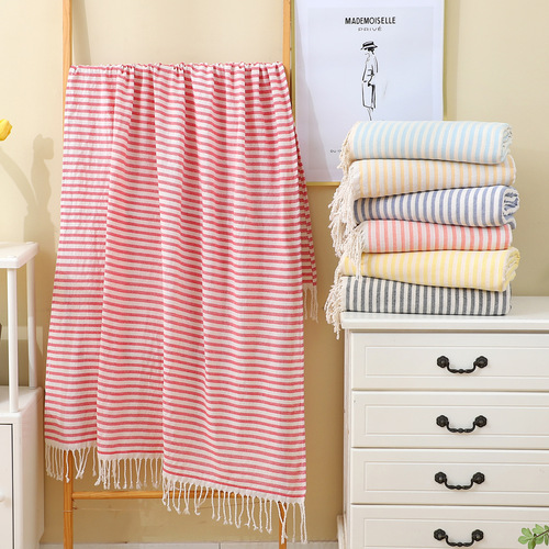Cross-border wholesale European and American thin tassel bath towels with larger and thickened water absorption outdoor sun protection bathing Türkiye beach towels