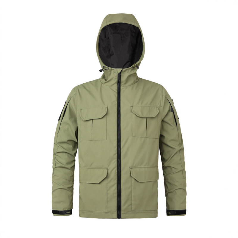 2025 Autumn and Winter Men's Casual Hooded Multi-Pocket Jacket Practical Coat Fashion Cuffed Trench Coat Trend
