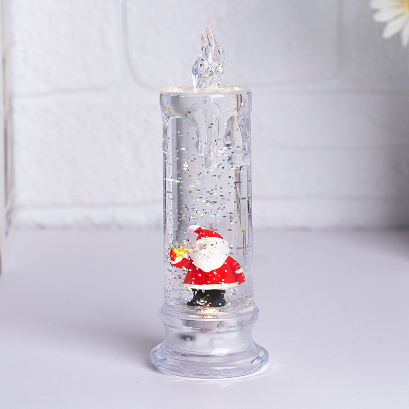 LED水晶透明注水电子蜡烛灯圣诞节飘雪夜灯仿真烛台节日氛围装饰|undefined