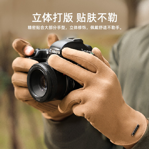 New winter gloves to keep men and women warm for outdoor cycling, suede and velvet, thickened, non-slip flip-up touch screen gloves