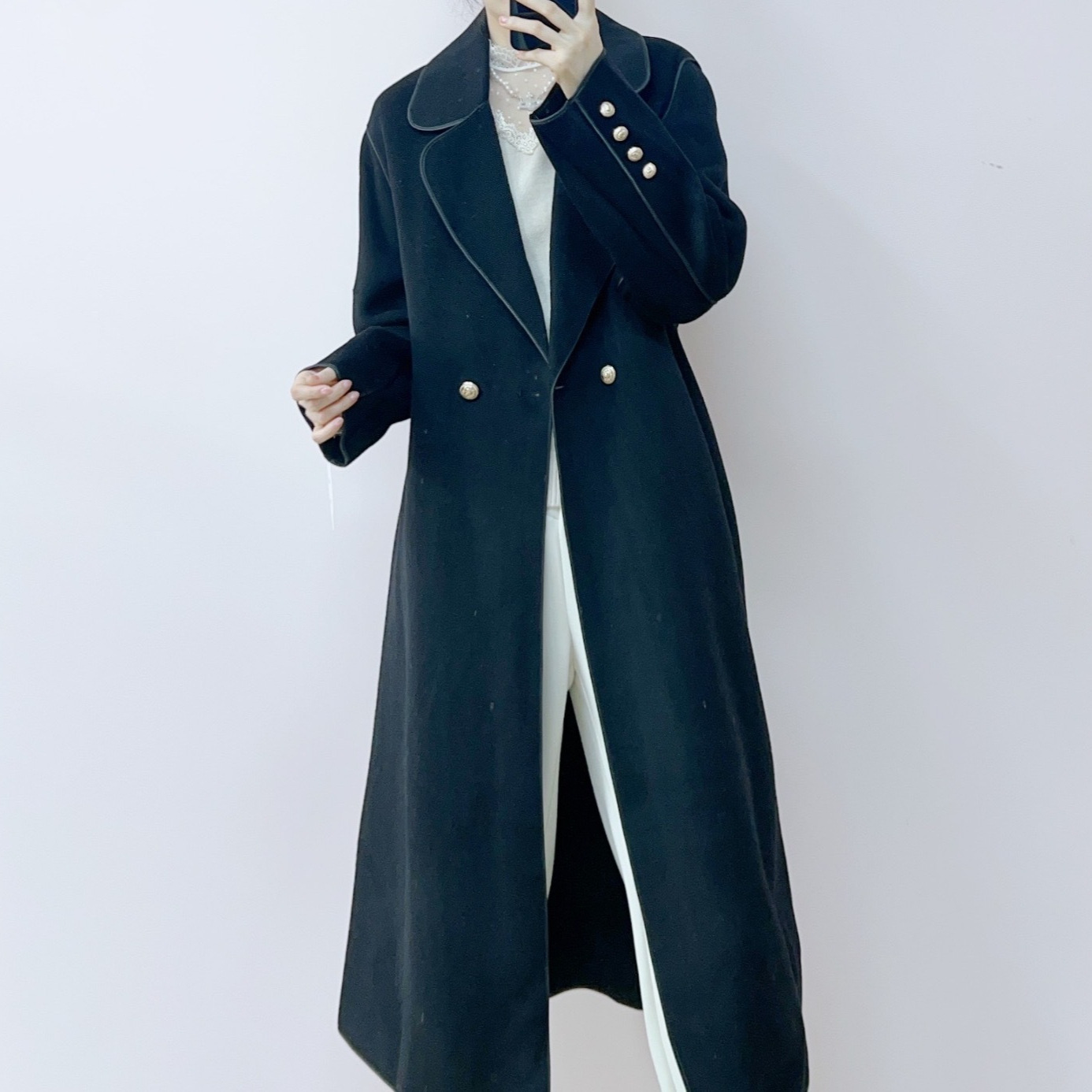 2025 New Autum Brand Counter Fashion Lapel Loose 100% Wool Double-Sided Woolen Outwear 021