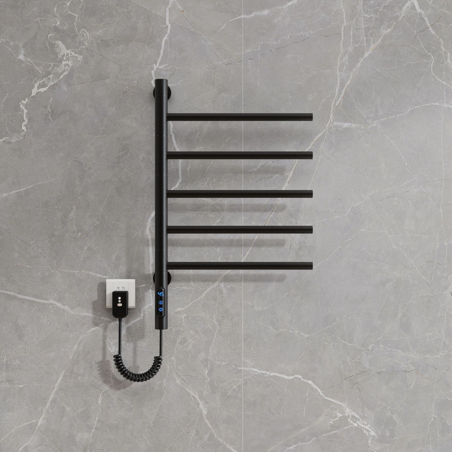 espacio transfronterizo aluminio inteligente toalla de calentamiento eléctrico calefacción de temperatura constante inodoro sin perforación estante giratorio de acero inoxidable