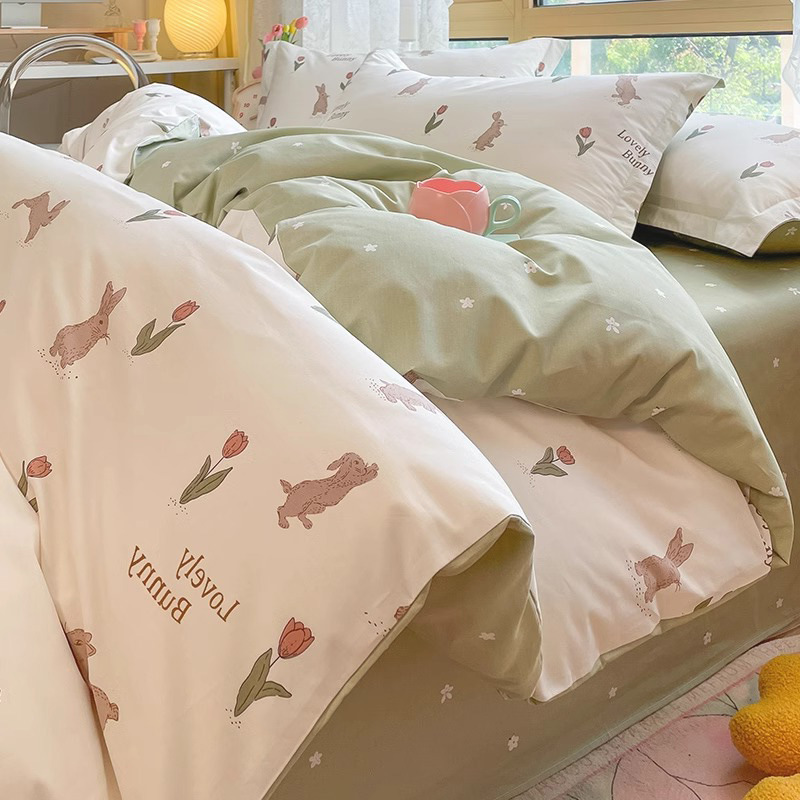 100 algodón cuatro piezas cubierta de cama 2025 nuevo dormitorio de estudiantes sábanas de tres piezas cubierta de cama