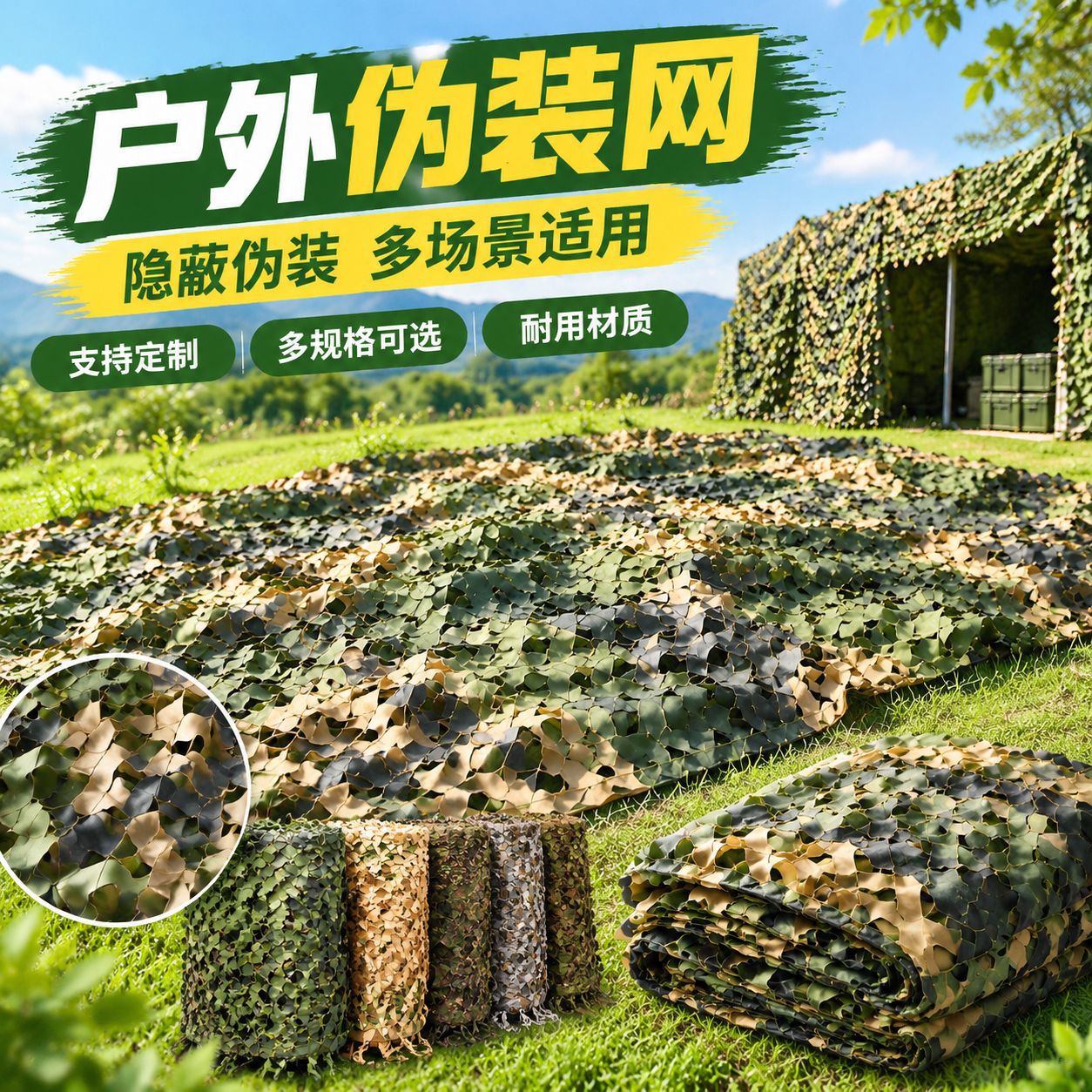 Anti-Multi-Band Camouflage Net, Anti-Multi-Spectrum Radar, Thermal Imaging, Far and Near Infrared Optics, Forest and Desert Type, Outdoor Use