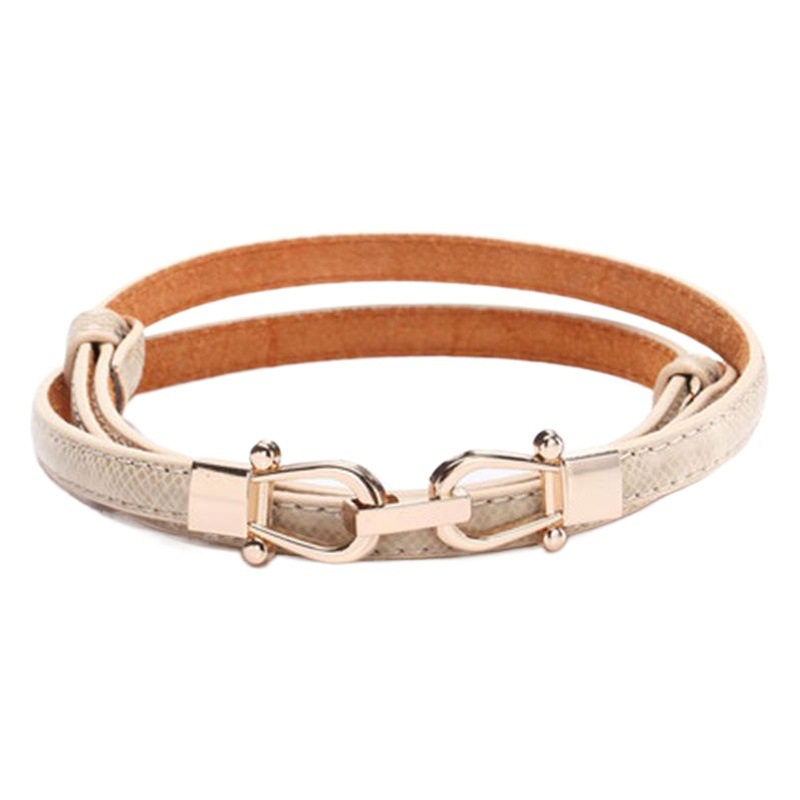 Patrón de serpiente Corona hebilla Cinturón fino de cuero de mujer Cinturón decorativo de estilo coreano Falda versátil de piel de vaca de mujer con moda verano