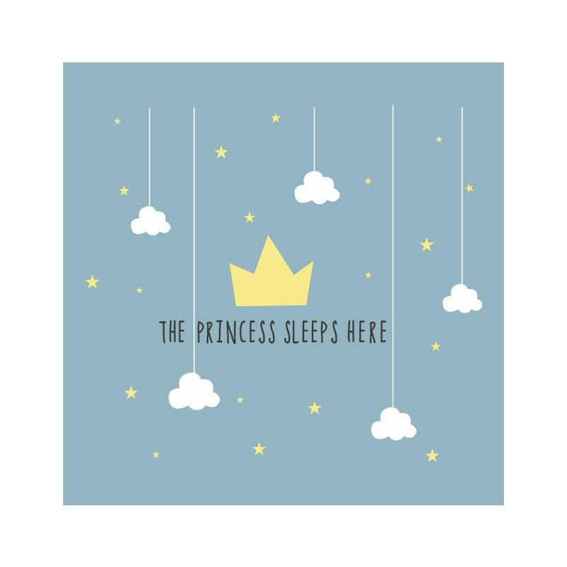 Stickers Muraux Décoratifs De Porche De Chambre À Coucher Simple Étoile Nuage Couronne display picture 7