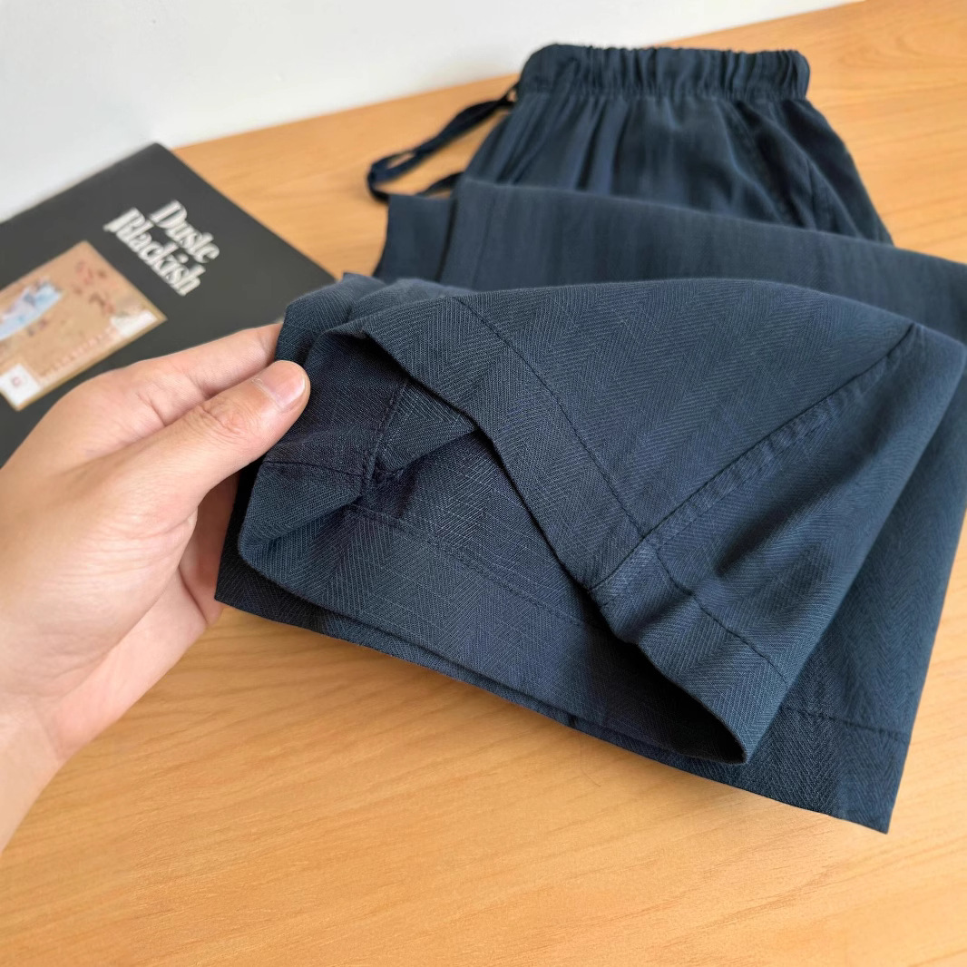 Lightweight Lyocell Tencel Cotton and Linen Slim Narrow Wide-Leg Pants for Women Summer Elastic Waist Thin Drape Casual Long Pants