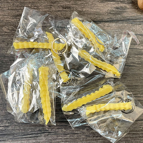 Simulation food keychain pvc wolf tooth potato pendant dual-use food model fun key pendant wholesale