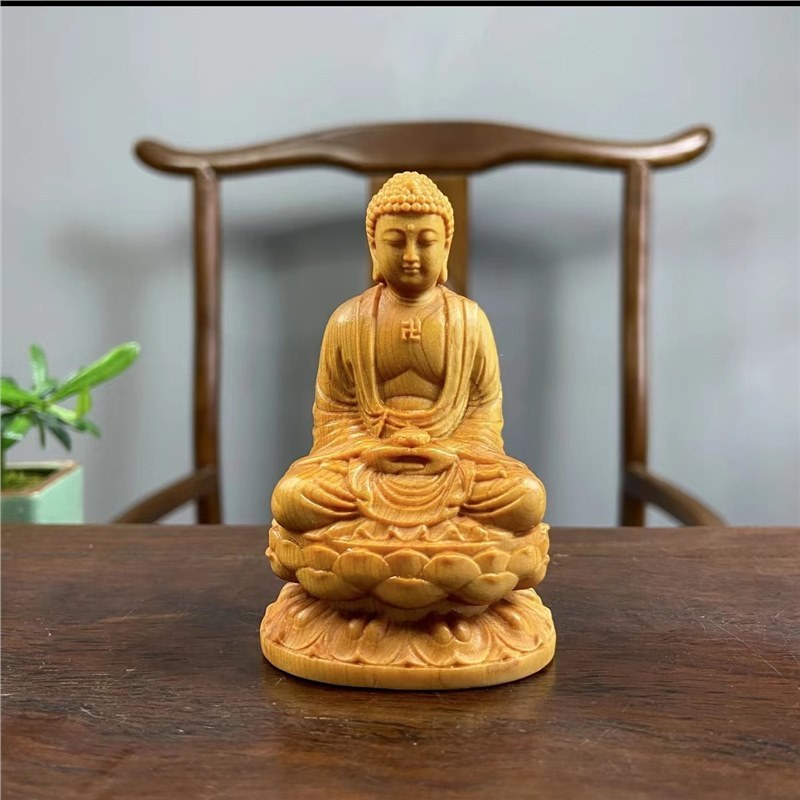 崖柏如来佛祖汽车摆件神像手把件释迦摩尼佛木雕宝宝佛家居工艺品|undefined