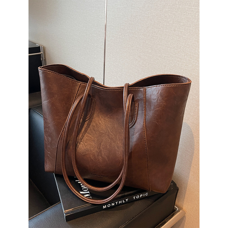 Cross-Border Maillard Bag Women's 2025 New High-End Retro Shoulder Bag Large Capacity Commuter Bag Tote Bag