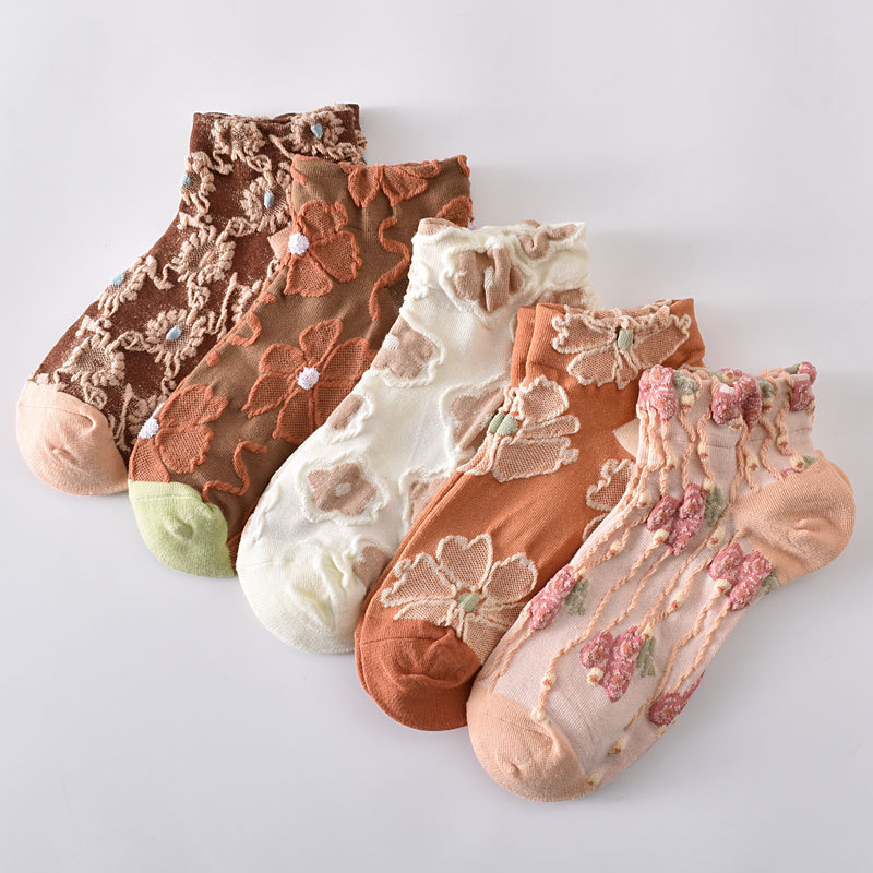 Socks Women's Spring and Summer Short Socks Mori Plant Flower Sweet Women's Socks New Jacquard Sweat Absorbing Breathable Women's Socks Socks Women's Spring and Summer Short Socks Mori Plant Flower Sweet Women's Socks New Jacquard Sweat Absorbing Breathable Women's Socks
