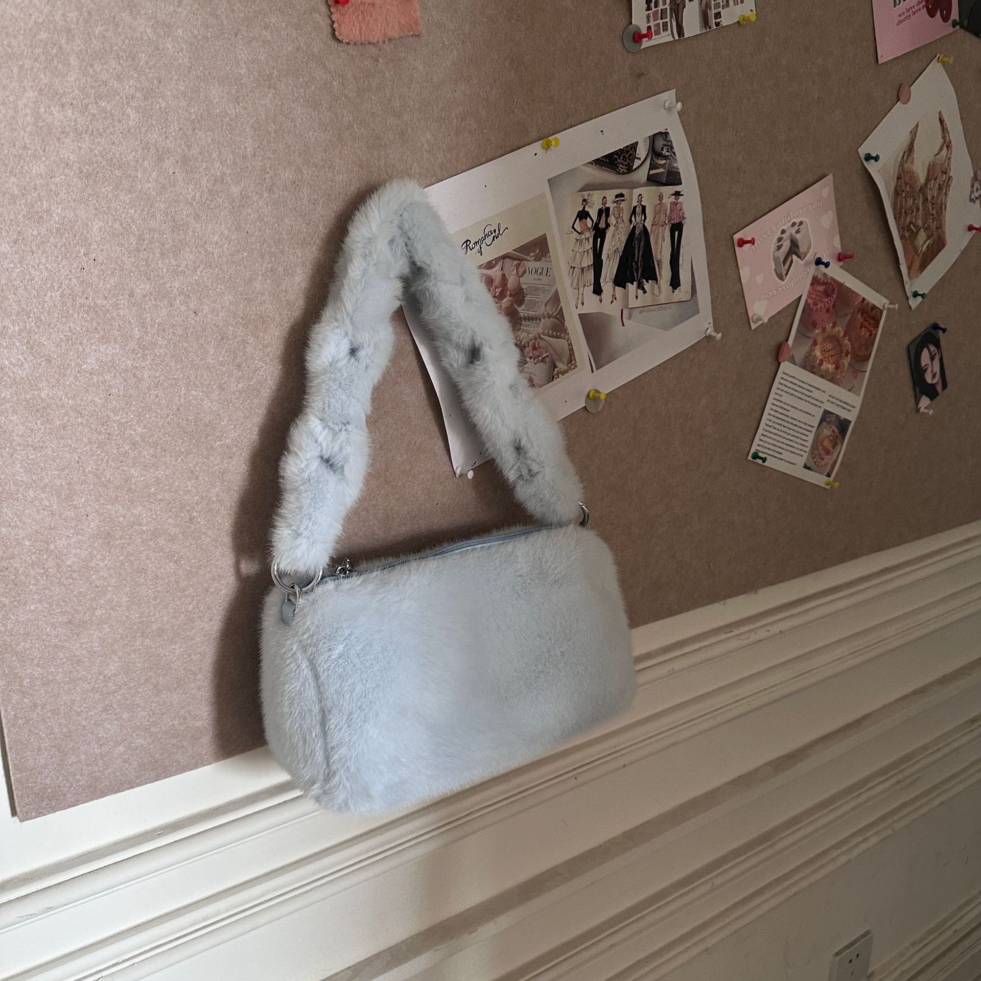 Bolso cuadrado pequeño con cremallera, lindo bolso de ins casual, todo fósforo, ligero, diseño de nicho, bolso de hombro diagonal de felpa de otoño