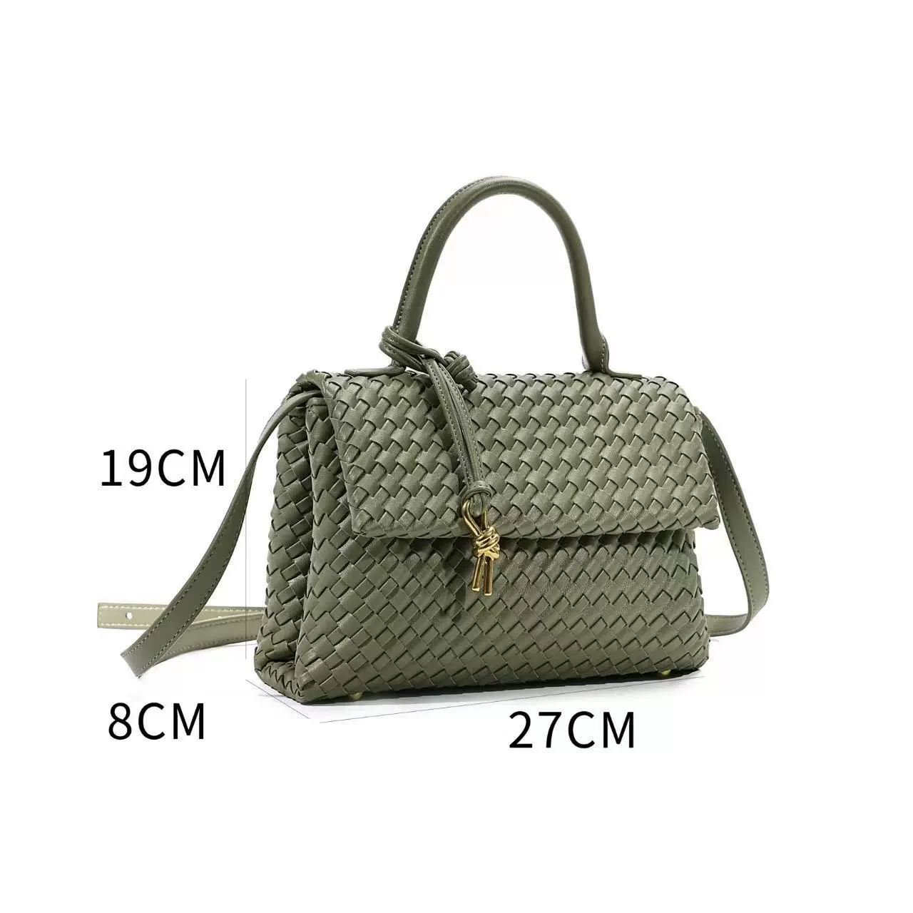 跨境2024新款编织公文包欧美时尚PU皮单肩斜挎手提包手工女包