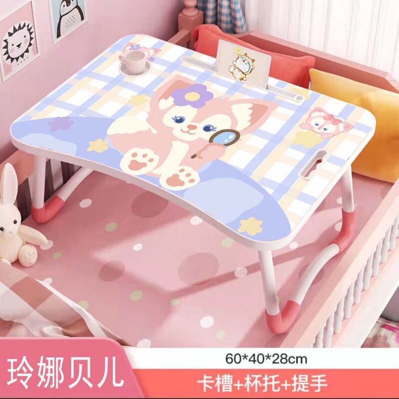ベッドの上のノートパソコンの机の学生寮は小さいテーブルの部屋を畳むことができます。|undefined
