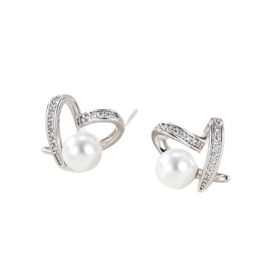 Xuping joyería nuevo arco de sol zircon pendientes de perla imitación pendientes de moda femenina pendientes de temperamento coreano