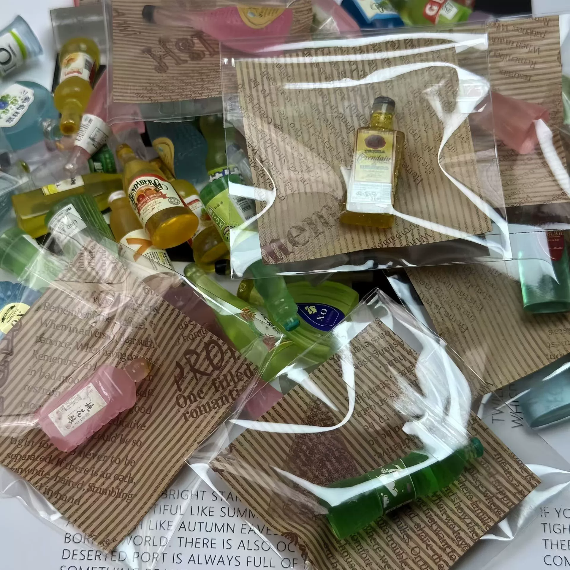 Small food play, bottle with accessories, accessory, handmade