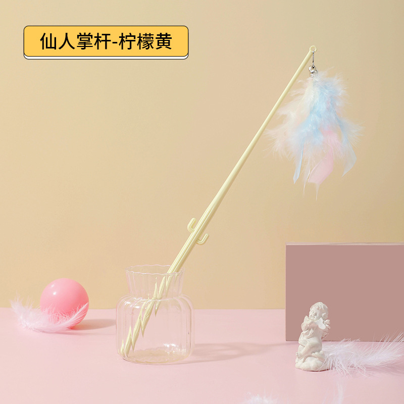 Meow y nuevo bambú conjunto divertido gato palo mordedura-resistente pluma divertido gato palo reemplazo cabeza gato juguete suministros gato Rod venta al por mayor