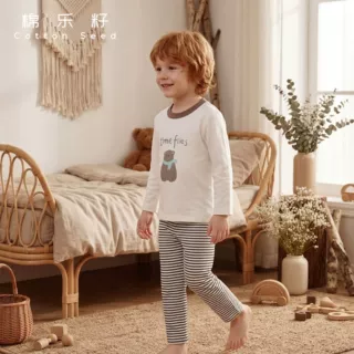 秋季新款儿童家居服套装氧肤棉长袖长裤男宝宝睡衣可外穿百搭睡衣