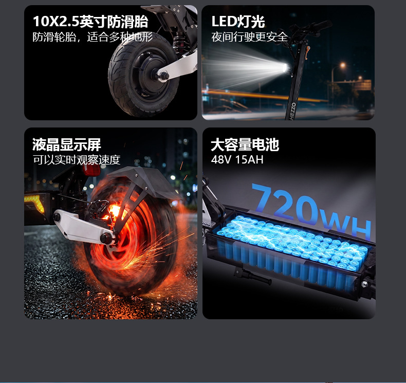 Cross-border exclusive all-terrain off-road dual-drive electric scooter for adults, foldable electric scooter for off-road use