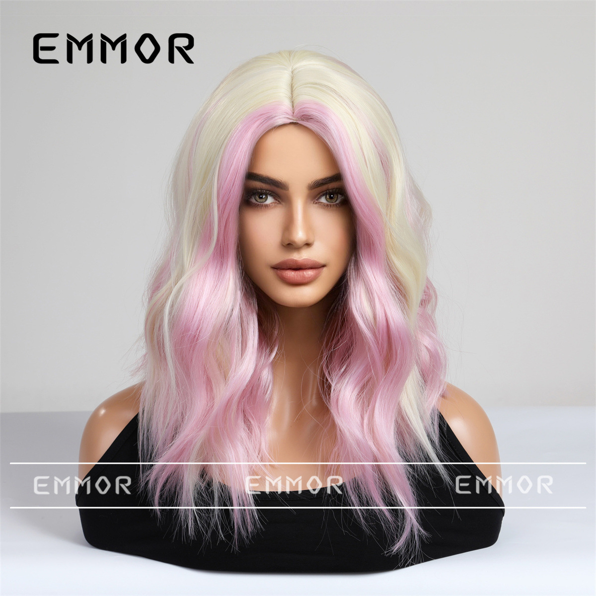 Cos peluca femenina Red rojo ondulación del agua medio corto pelo rizado natural realista Festival Nuevo y2g chica caliente cubierta de la cabeza completa