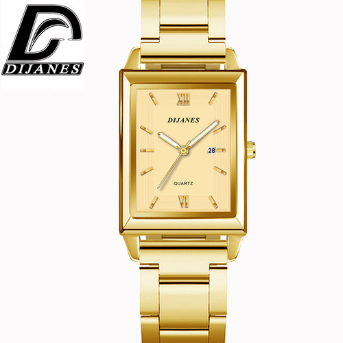 DIJANES new square men's watch steel band business men's quartz watch men's casual student watch