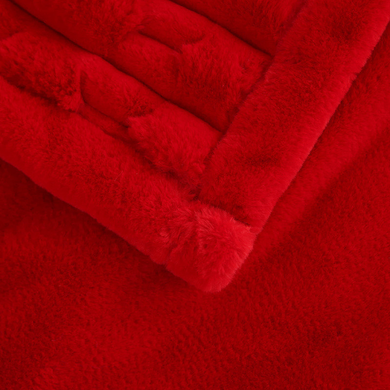 U7T 하이 엔드 웨딩 담요 더블 레이어 빅 레드 웨딩 가짜 모피 잔디 구름 담요 두꺼운 라셀 담요