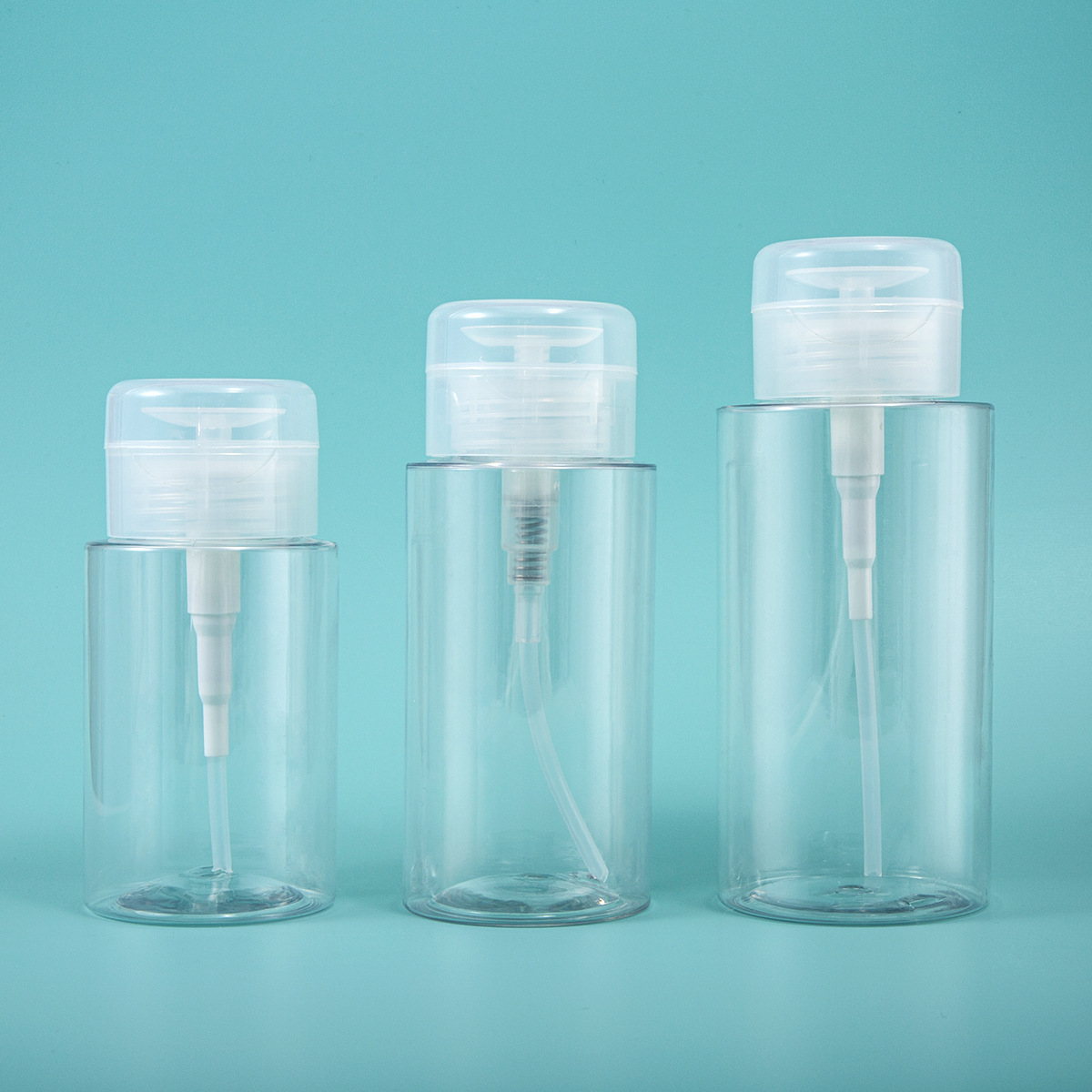 En stock 100/120/150/200/300ml botella de removedor de maquillaje de prensa maquillaje sub-botella vacía de plástico para mascotas