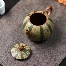 宜兴紫砂壶 原矿段泥粉绿泥西瓜茶壶功夫茶具 小容量紫砂壶一件代