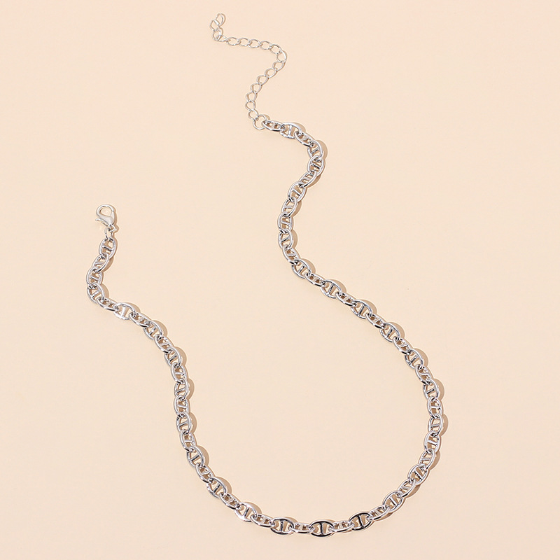 14g Weight Necklace Classification Wedding, Travel Occasion Lock Pattern Women'S Gender Gold, Silver Color Simple Hip Hop Stacking Necklace 5