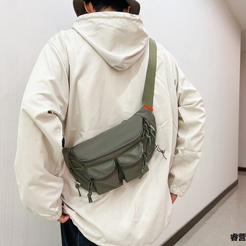 2025 New Trendy Men's Large Capacity Crossbody Bag Daily Lightweight Versatile Waist Bag Ins Japanese Style Sports Chest Bag
