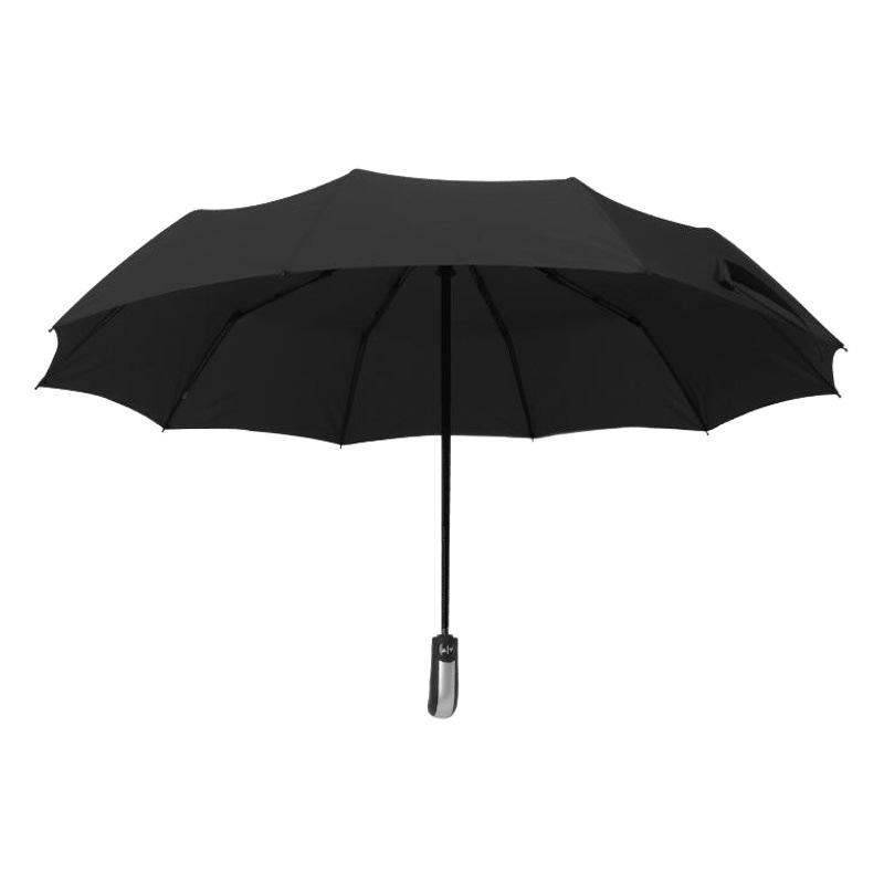 Paraguas totalmente automático de diez varillas, triple pliegue, con revestimiento negro grueso, parasol y paraguas para lluvia, doble uso, paraguas publicitario con impresión de logotipo.