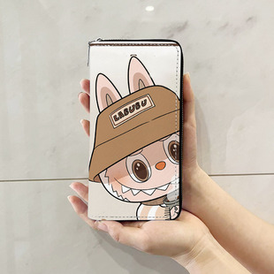 Labubu拉布布周边卡通插画多图案多图案长款拉链钱包手拿包节日礼-阿里巴巴
