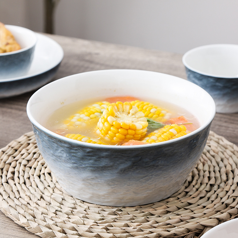 Cuenco y plato de estilo japonés traje de hogar creativo cuenco y plato de cerámica nórdica vajilla traje de lujo ligero cuenco y plato combinación cuenco y plato