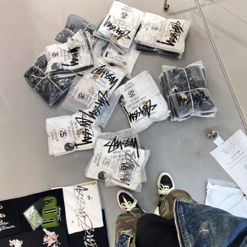 Stussy Stussy メンズ レディース 半袖 230g Tシャツ 夏 メンズ ルーズ ヘビーウェイト 高品質 Tシャツ スクリーン印刷|undefined