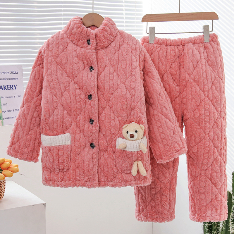 Pyjama chaud en molleton pour enfants filles et garçons_voghion.com