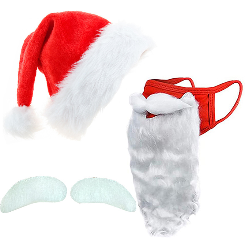 Maschera per barba di Natale Maschera per barba bianca divertente e festiva Maschera in cotone rosso Ornamenti natalizi_voghion.com