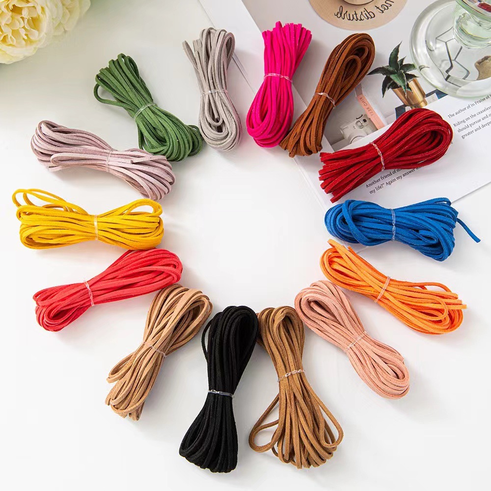 South Korea suede small roll deerskin velvet cowhide rope 3mm wide decorative handmade diy woven rope material leather velvet rope