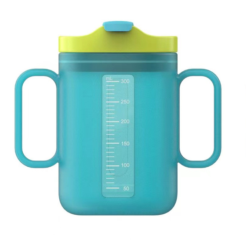 Vaso para leche de bebé HeGuo con escala, vaso con pajita para mezclar leche, beber leche y agua, vaso de aprendizaje anticaídas
