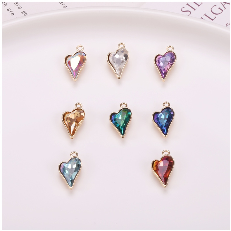 Zircon Inlay Material DIY Jewelry Accessories Classification 10 PCS/Package 20 * 10mm Copper Zircon Heart Shape Pendant