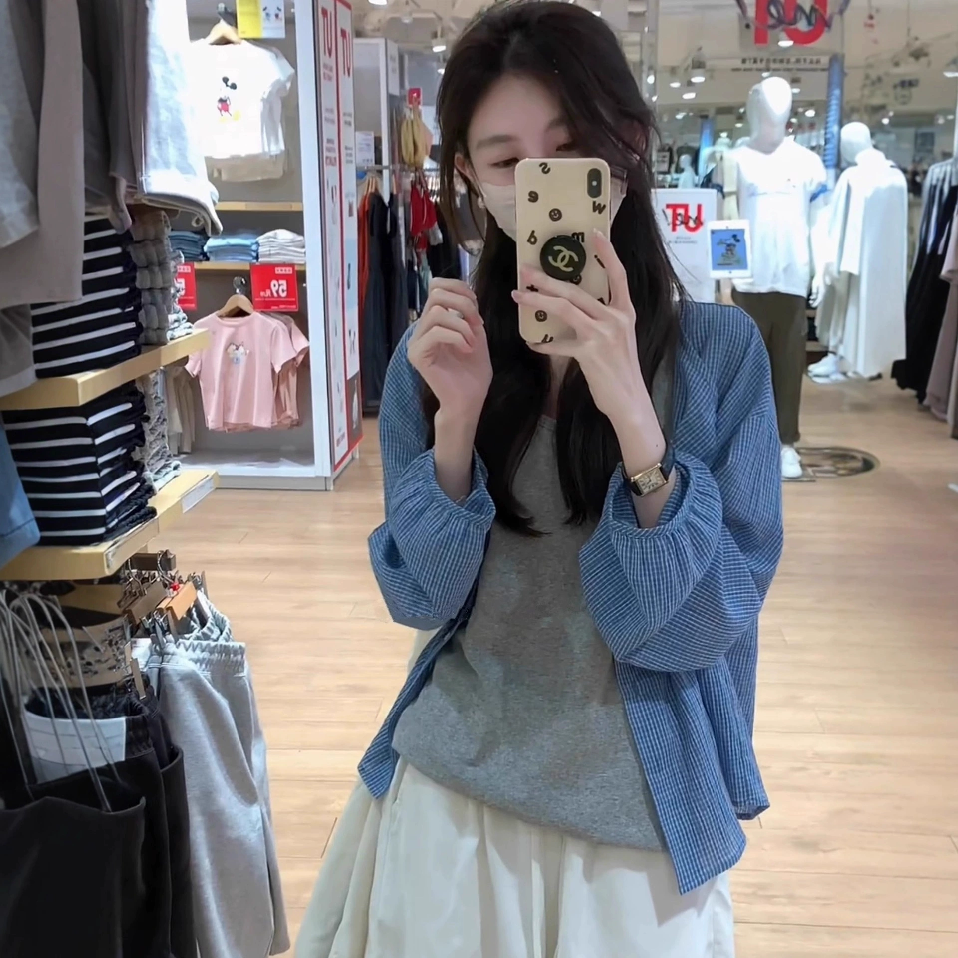 Женская тонкая рубашка в клетку с защитой от солнца, лето 2025, новая корейская модель, свободного кроя, премиум-класса