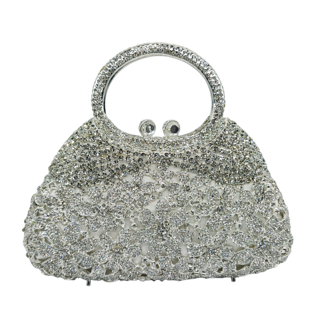 Fábrica al por mayor bolsas de cena de diamantes transfronterizas un hombro portátil lleno de diamantes margaritas flores vestido de noche bolsas de diamantes de mujer