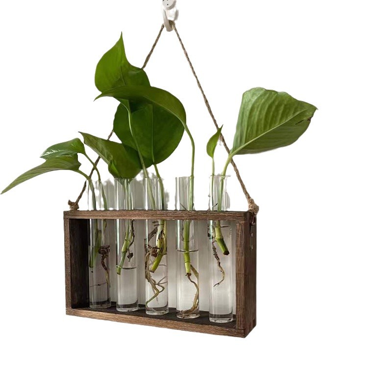 Decoración del hogar vidrio jarrón hidropónico colgante tubo de ensayo arreglo floral flores secas plantas de flores en la pared maceta sala de estar