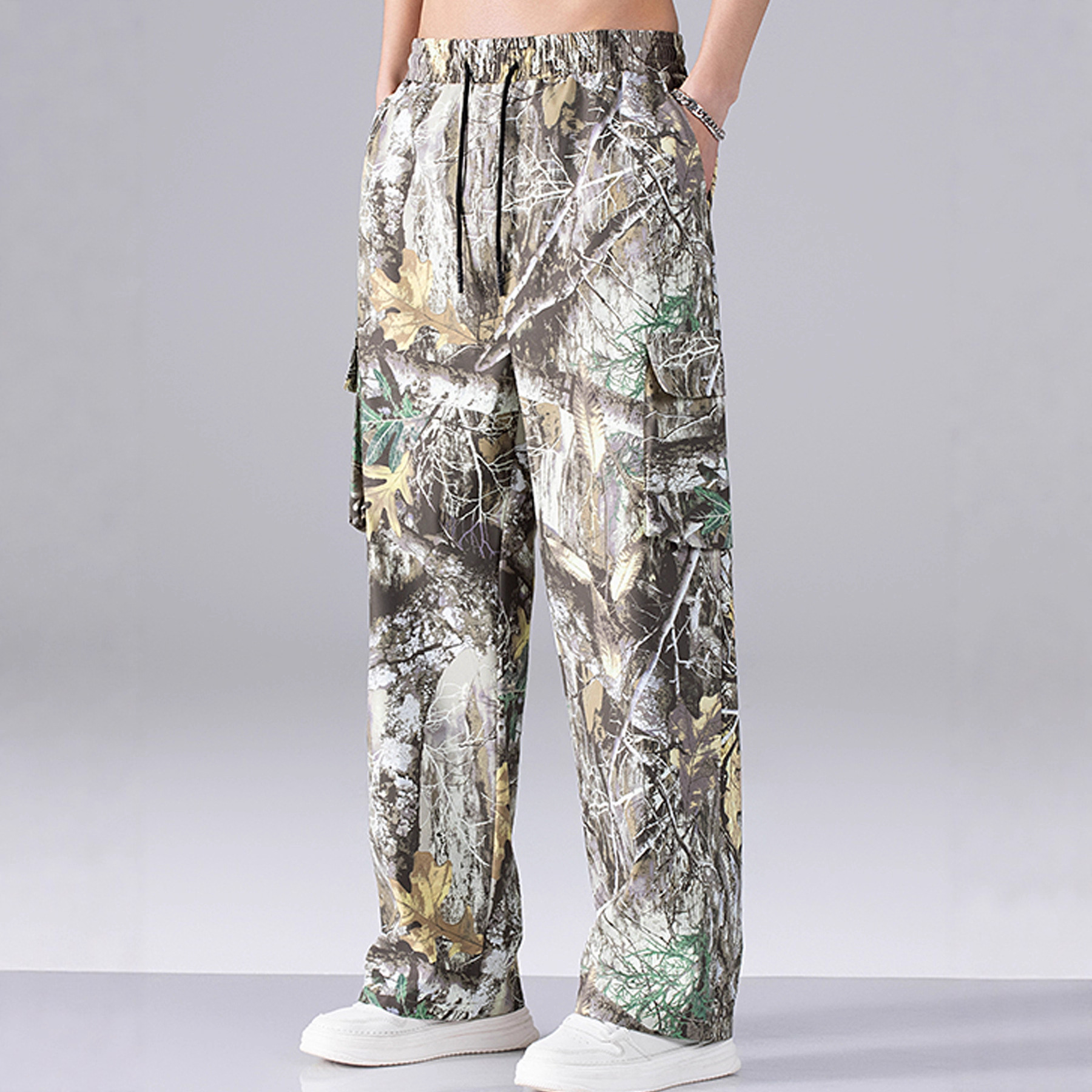 Cross-Border Exclusive European and American Sizes Men's Plus-Size Cargo Pants Multi-Pocket Popular Jungle Digital Print Versatile