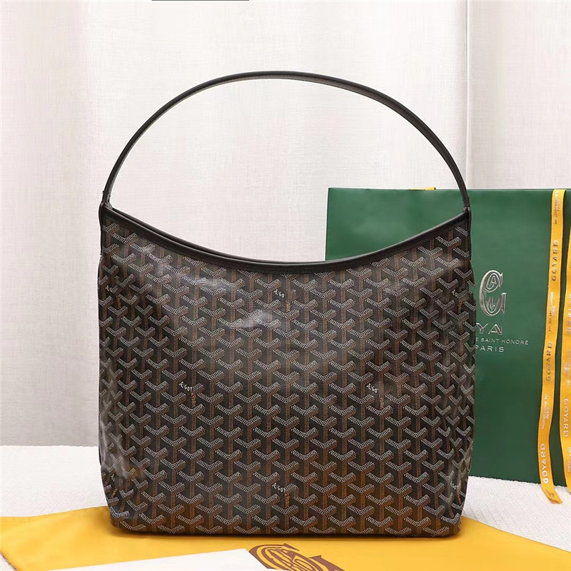 Goya Armpit Bag Large Capacity Y-Pattern Canvas Fabric with Cowhide Shoulder Strap Dog Tooth Hobo Shoulder Bag