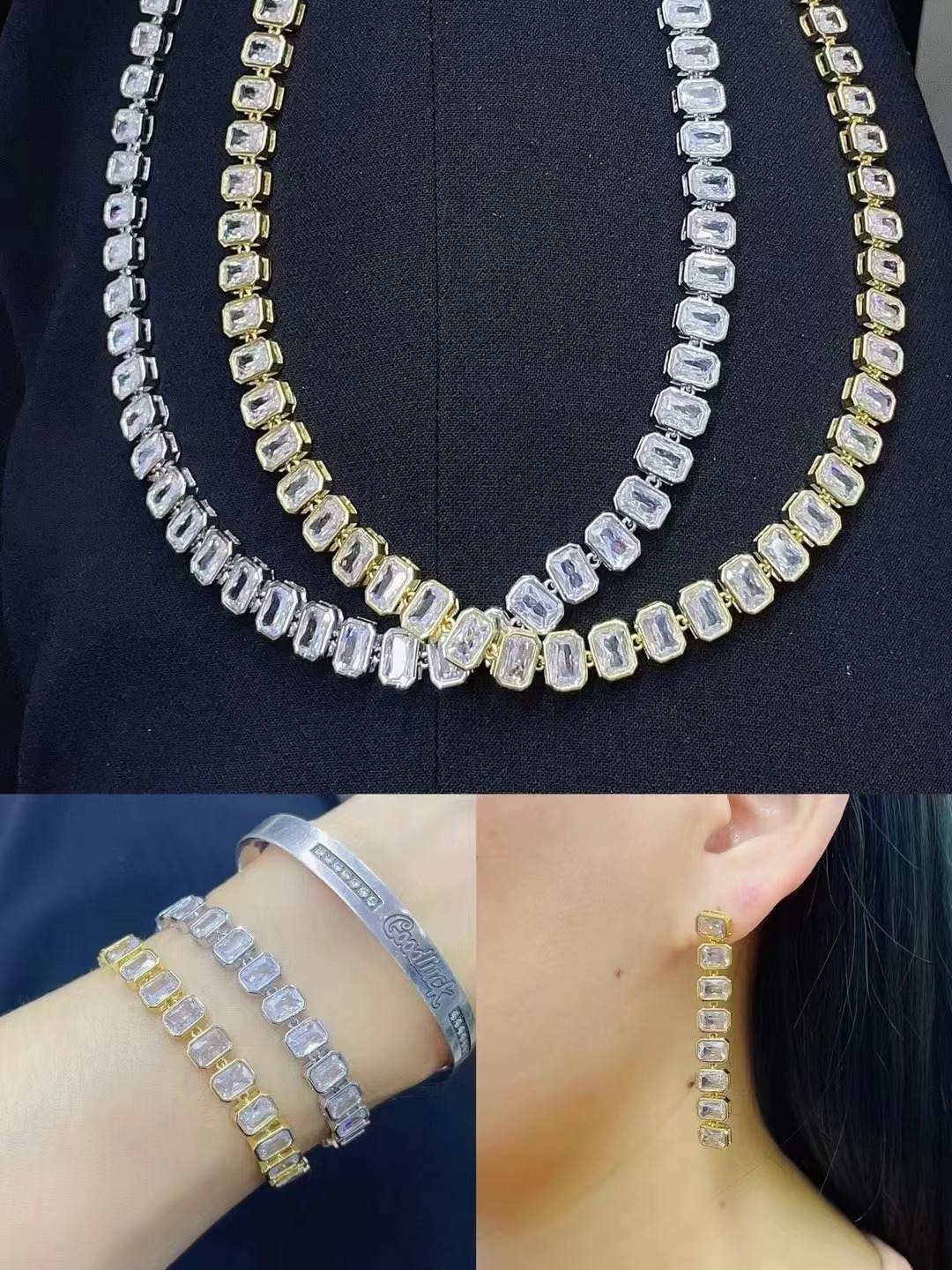 1 Piece 1 Pair Fashion Geometric Copper Plating Zircon Women's Bracelets Earrings Necklace display picture 1