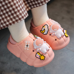 Winter children's bag with cotton shoes for boys and girls, home waterproof and anti-slip, parent-child bag soles with extra warm cotton slippers for babies