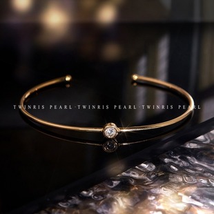18K Gold Diamond Bracelet Women's Jewelry 2025 New Plain Chain Simple Single Diamond Rose Gold Bracelet 18K