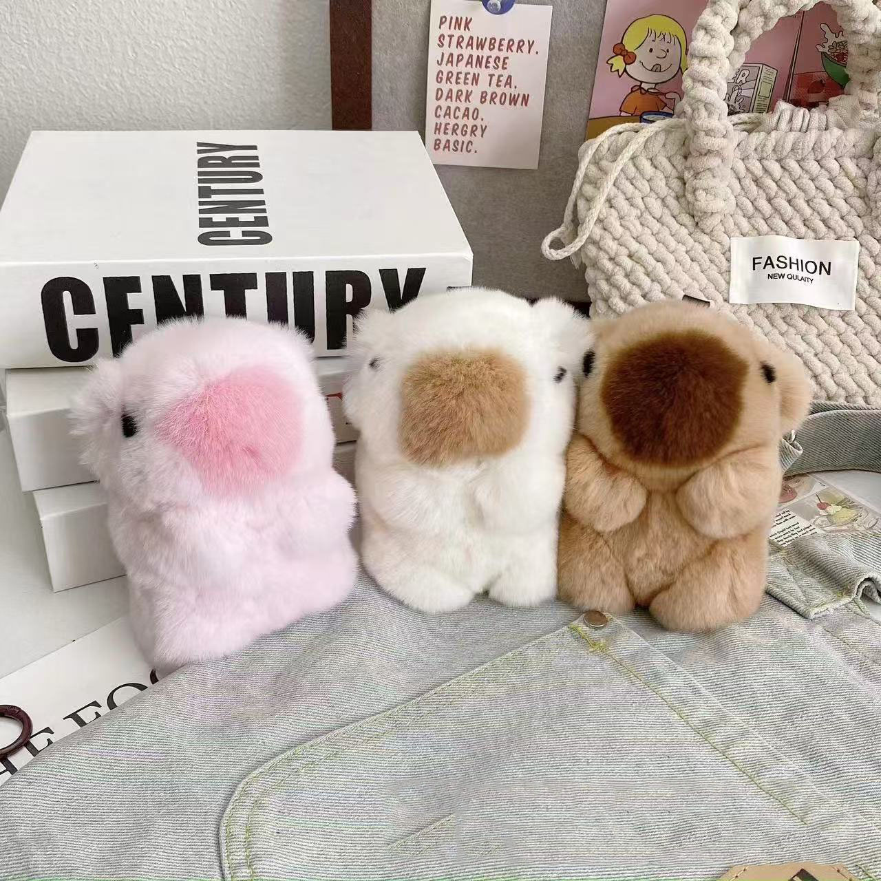 Nuevo espuma espuma capibara colgante muñeca de peluche marmota llavero de automóvil bolso colgante