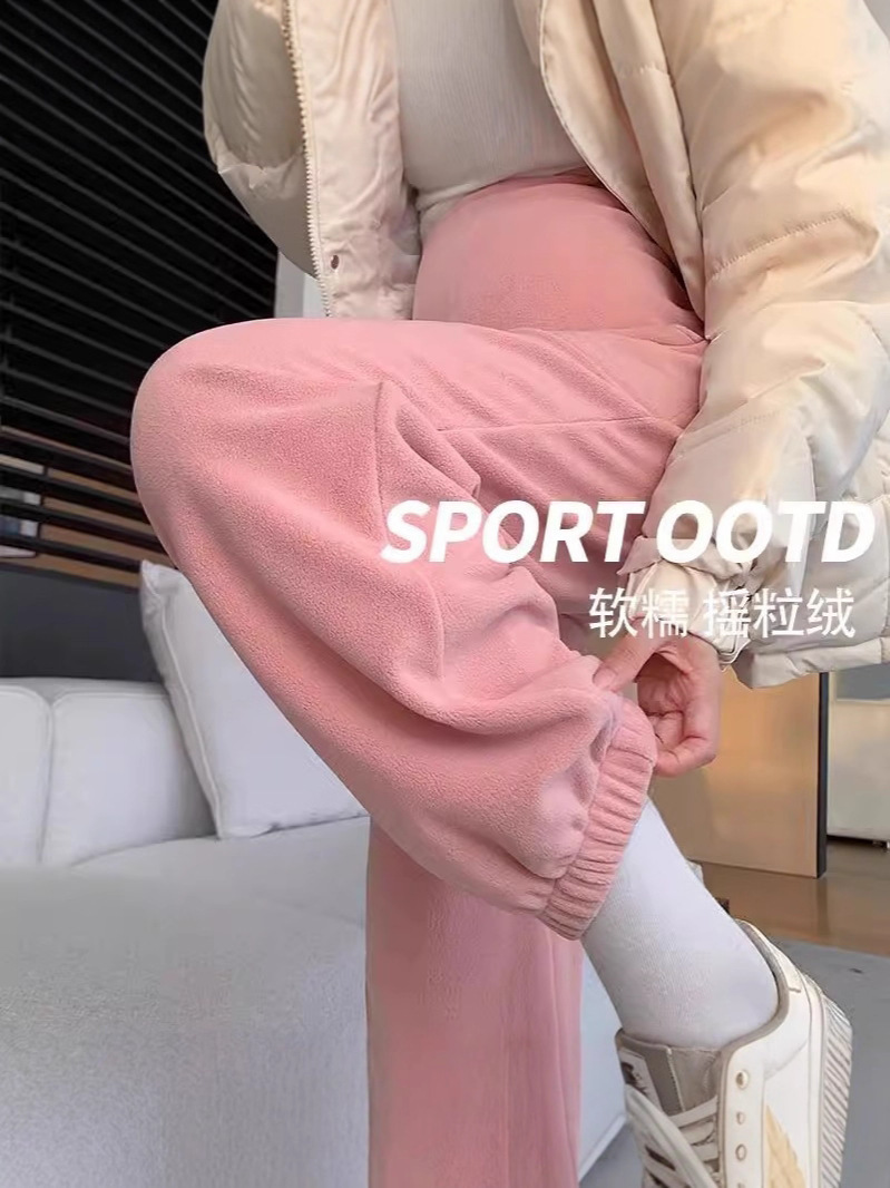 Yunshiba New Winter Maternity Pants Casual Style Leggings Bloomers Outer Wear Double-Sided Austrian Velvet Belly Support Pants 1905